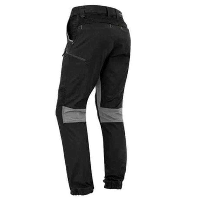 Syzmik Mens Streetworx Stretch Cuffed Pants Back Profile in Black