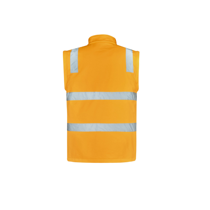 Syzmik Unisex Hi Vis Vic Rail 2 In 1 Softshell Vest Back Profile