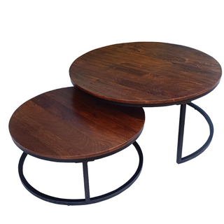 Talisman Coffee Table Set Of 2 - Walnut/Black Close Up Look