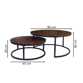 Talisman Coffee Table Set Of 2 - Walnut/Black Dimensions