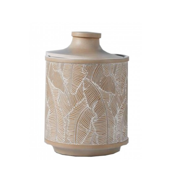 Tan Banana Leaves Jar