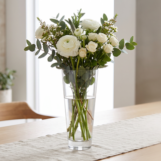 Tapered Clear Glass Vase 30cm with conical shape and thick weighted base