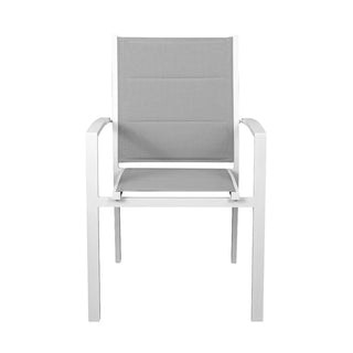 Taurus White Aluminium Outdoor Dining Chair Front Profile