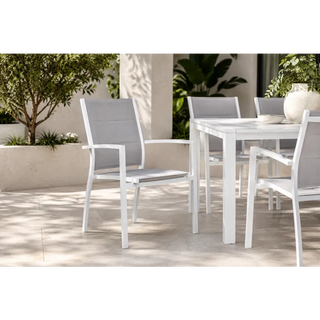 Taurus White Aluminium Outdoor Dining Chair Setting