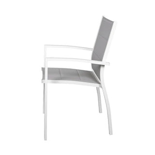 Taurus White Aluminium Outdoor Dining Chair Side Profile