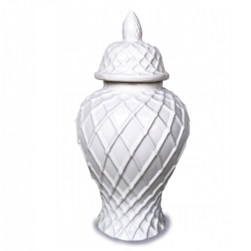 Textured Ceramic Diamond Pattern Vase