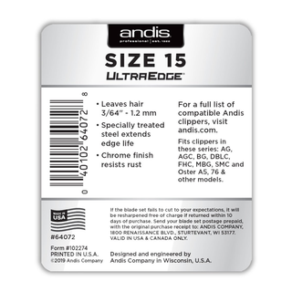 The Andis Blade UltraEdge Size 15 Details
