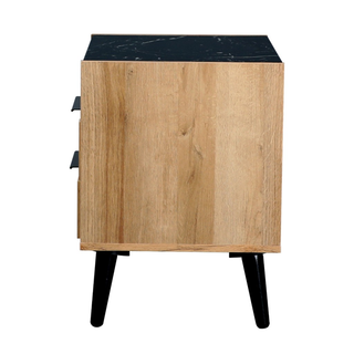 Thelma Double Drawer Bedside Table Mango Oak Side View