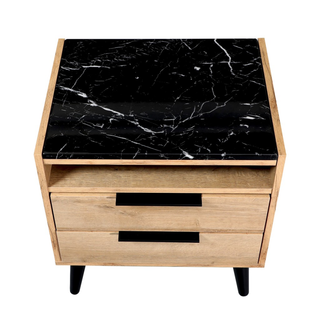 Thelma Double Drawer Bedside Table Mango Oak Top View