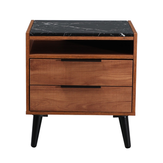 Thelma Double Drawer Bedside Table Riviera Oak Front View