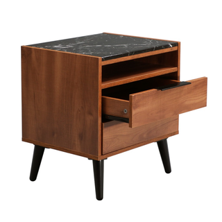 Thelma Double Drawer Bedside Table Riviera Oak Open Top Drawers