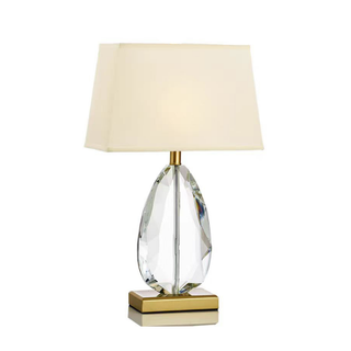 Tiffany Crystal Diamond Lamp Gold Base White Shade