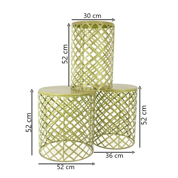 TrioVibe Metal Garden Stool Nest Accent Tables Dimensions