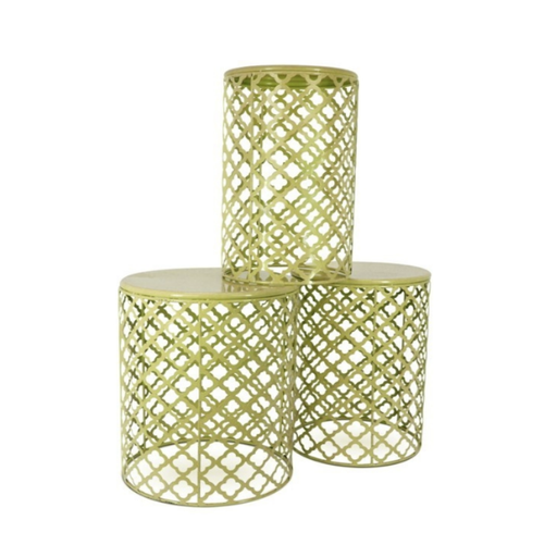 TrioVibe Metal Garden Stool Nest Accent Tables Yellow