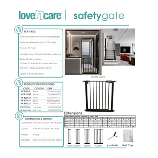 Ultimate Secure Black Safety Gate by Love N Care Details