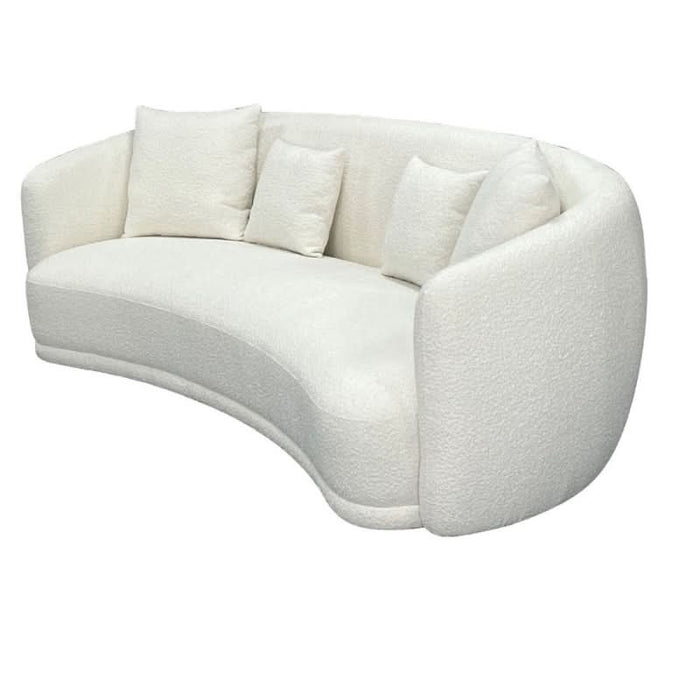 Modern White Ibiza Bliss Bouclé Sofa with Contemporary Curves