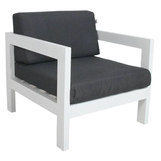 Artemis Outdoor Single Sofa in White and Dark Grey Side Profile