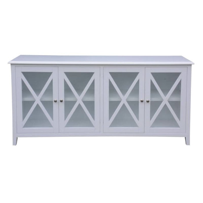 Elegant White Hampton Buffet with Tempered Glass Doors