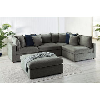 Carolina Pewter Corner Lounge Suite with Ottoman in the middle
