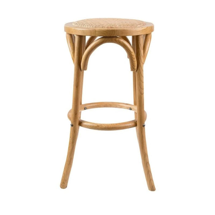 Elegant Birch Timber Kitchen Stool in Oak with Comfort Woven Rattan Padding