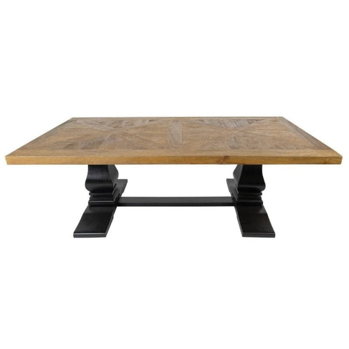 Chic Handcrafted Velino Artisan Oak Coffee Table with Black Base
