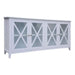 Chic Hamptons-Style White Buffet Cabinet with Glass Showcase
