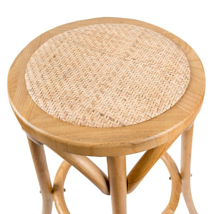 Comfortable and Stylish Oak Kitchen Stool with Artisan Woven Seat