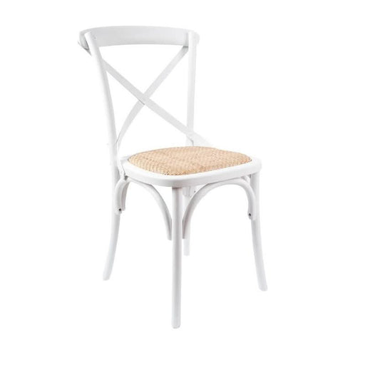 Stylish White Cafe Chair with Comfortable Woven Rattan Padding