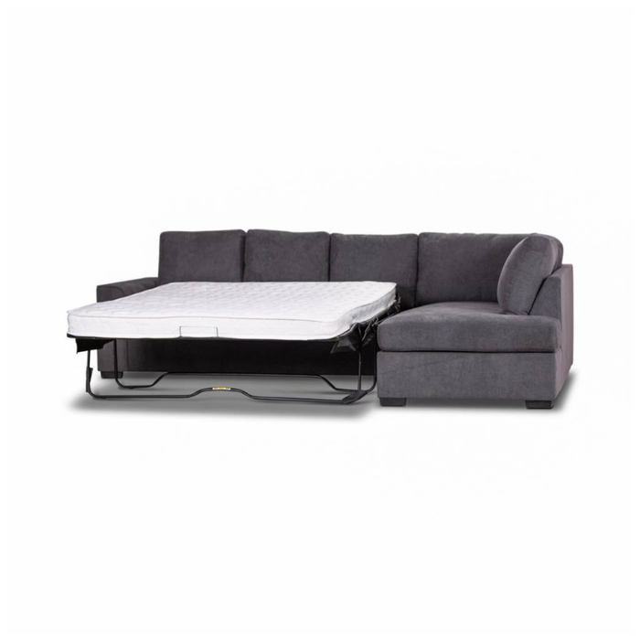  Kristie Charcoal Serenity 3-Seater with Chaise Lounge & Queen Sofa Bed Combo 