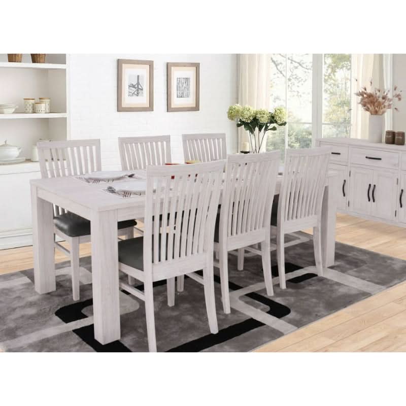 Breeze Whisper Dining Ensemble: Florida 190 Dining Table with 6 Chairs Set