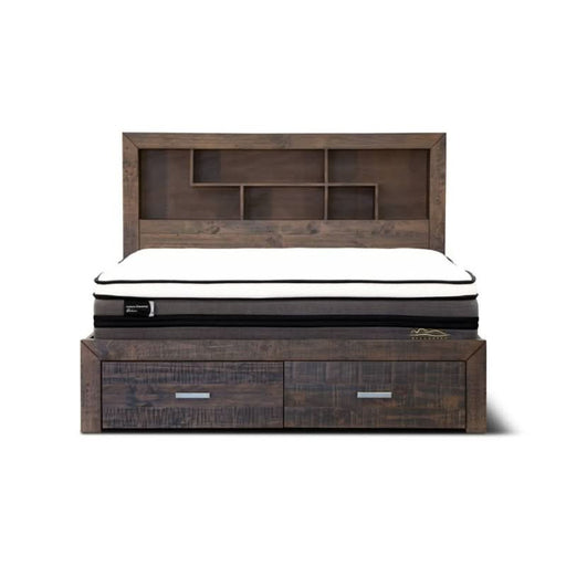 Sleek Sedona Queen Bed in Grey Stone Finish with Spacious Underbed Storage
