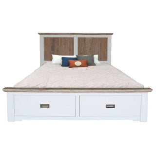 Striking Folkestone Bed with Colorful Acacia Timber and Storage Drawers