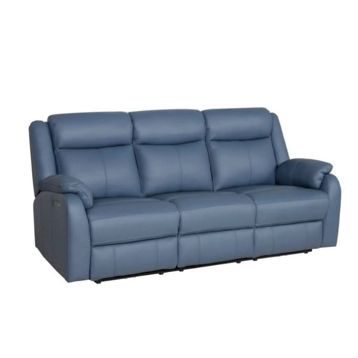 Space-Saving Blue Leather Recliner with USB Charger for Contemporary Homes