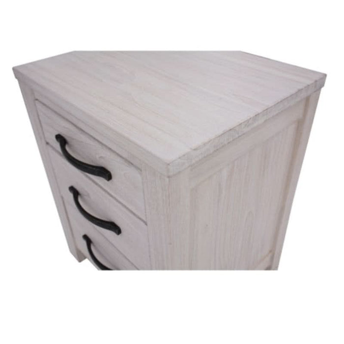 Antique-Handled White Bedside Drawer Set - Florida Coastal Charm Series