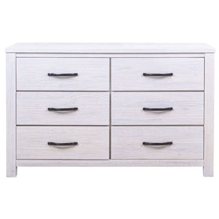 Elegant Brushed White Coastal Dresser - Florida 6-Drawer Storage Organizer