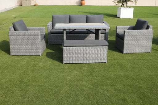Contemporary Grey 5-Piece Outdoor Dining Set with UV Resistant Wicker