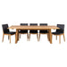 Sturdy and Chic Galway Dining Ensemble with 8 Boca Black Leather Chairs