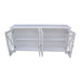 Sophisticated White Acacia Wood Buffet with Glass Accents