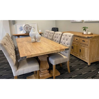 Utah Dining Table in Honey Wash Stand In Dining Room