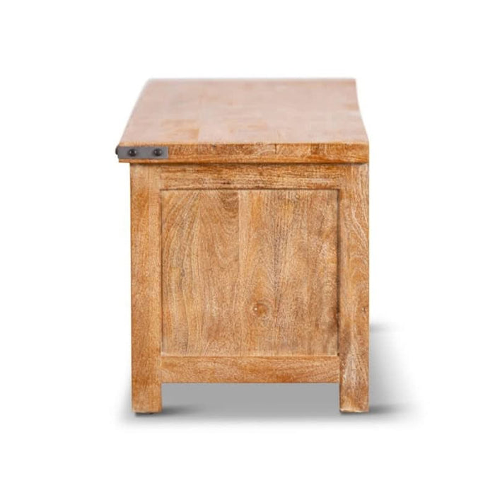 Utah Grandeur TV Console With 3 Drawer Honey Wash Color Side Profile