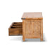 Utah Grandeur TV Console With 3 Drawer Honey Wash Color Side Profile Open Compartments