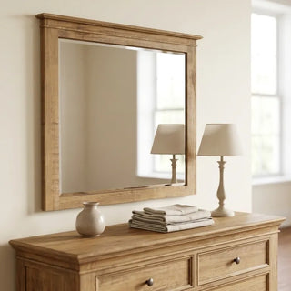 Provincial mkii mirror a natural timber mirror with a raised crown