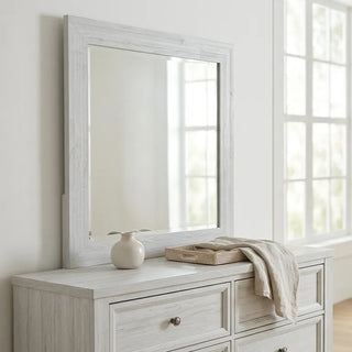 Atlantic mirror a white wash square mirror