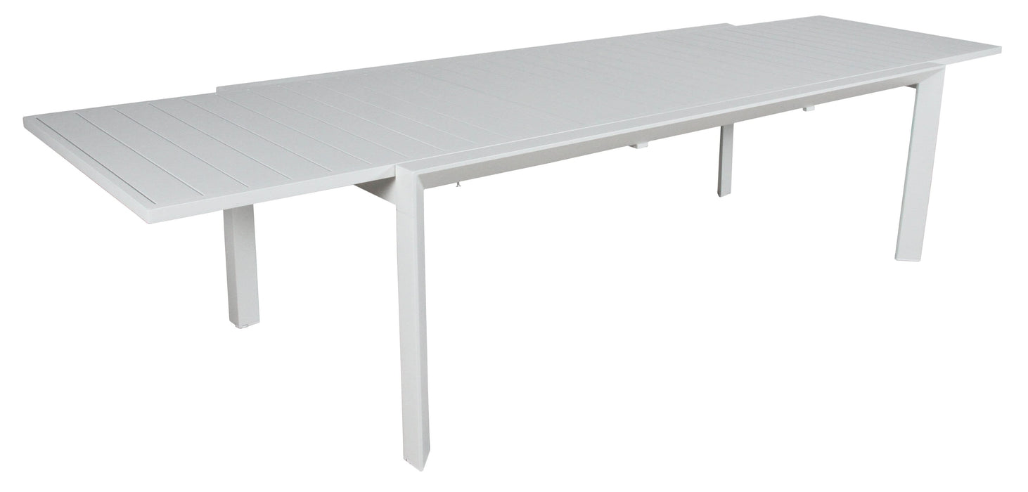 Icaria White Ensemble - Extendable Outdoor 13 Piece Dining Table & Chair Set - Shopica Pty Ltd