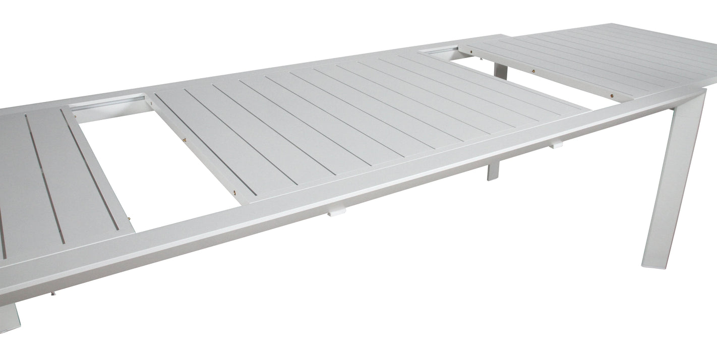 Icaria White Ensemble - Extendable Outdoor 13 Piece Dining Table & Chair Set - Shopica Pty Ltd