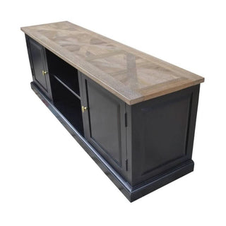 Velino Oak & Black Wood TV Unit Side Profile