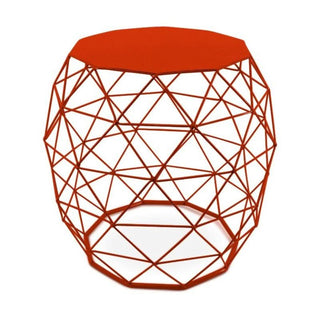 Vibrant Orange Geometric Metal Stool