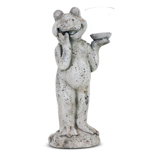 Weathered Stone Frog Candle Holder