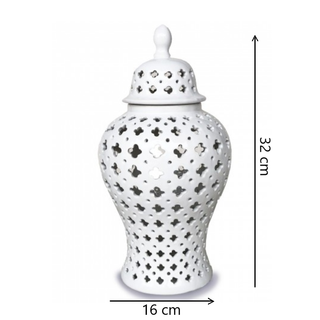 White Hampton Lace Jar 32cm