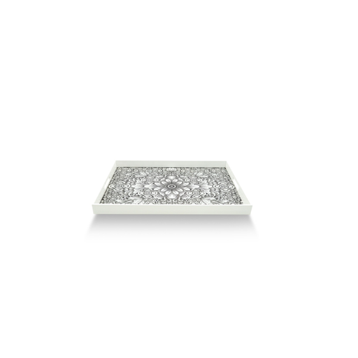 White Mandala Decorative Serving Tray